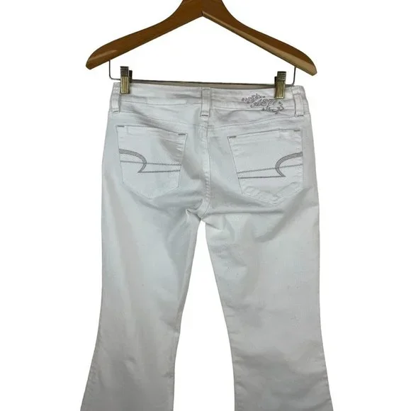 American Eagle Jeans Women Size 2 “Reel Flare” White AE77 Low Rise Flare EUC - Picture 4 of 14